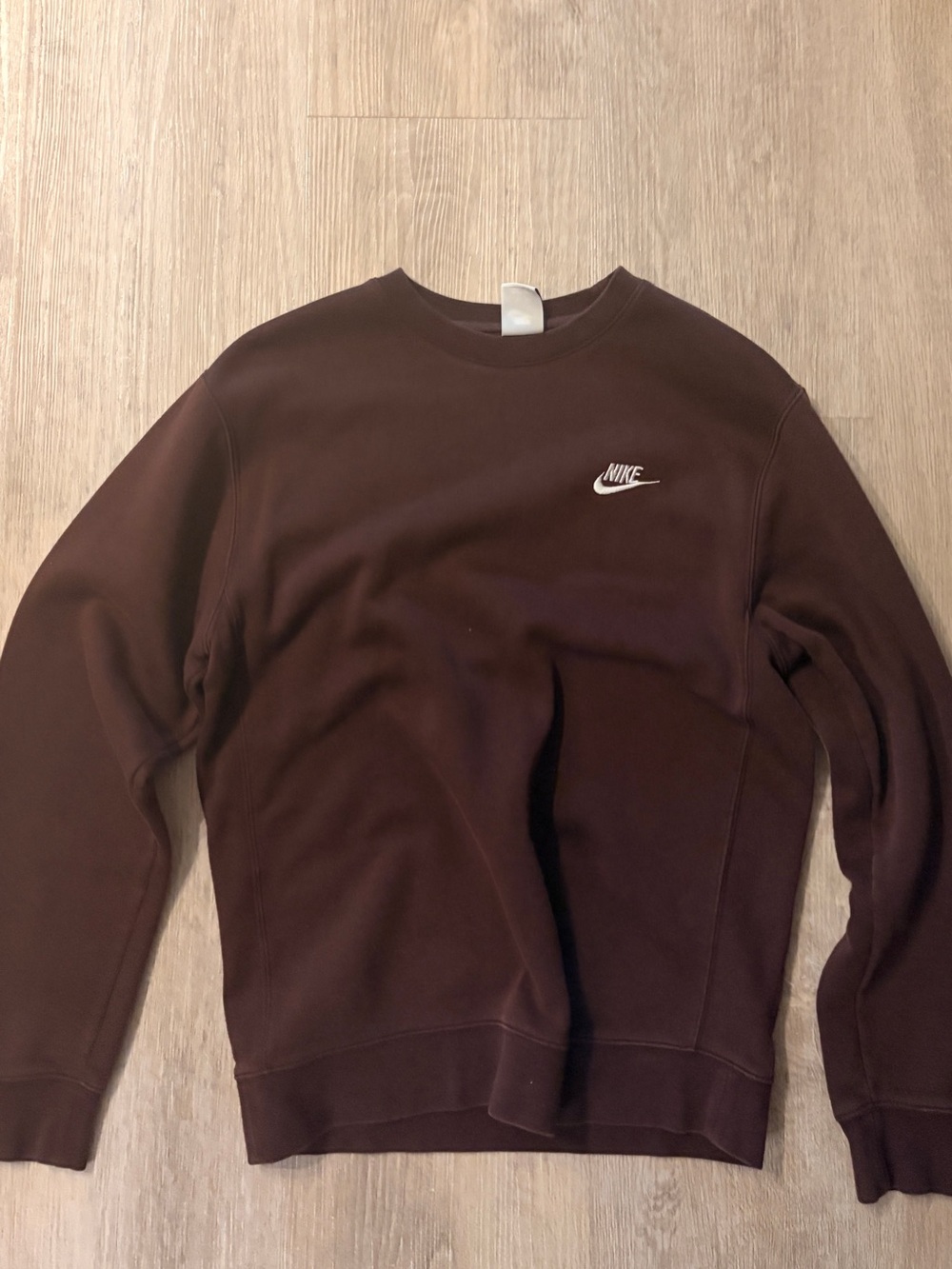 Nike Men's Crewneck Sweatshirt in Brown with White Logo